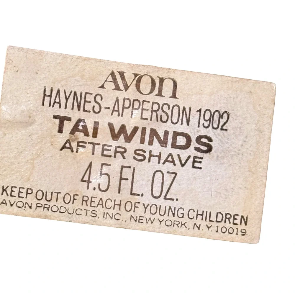 Avon Vintage Haynes Apperson 1902 Tai Winds After Shave Cologne Glass Bottle